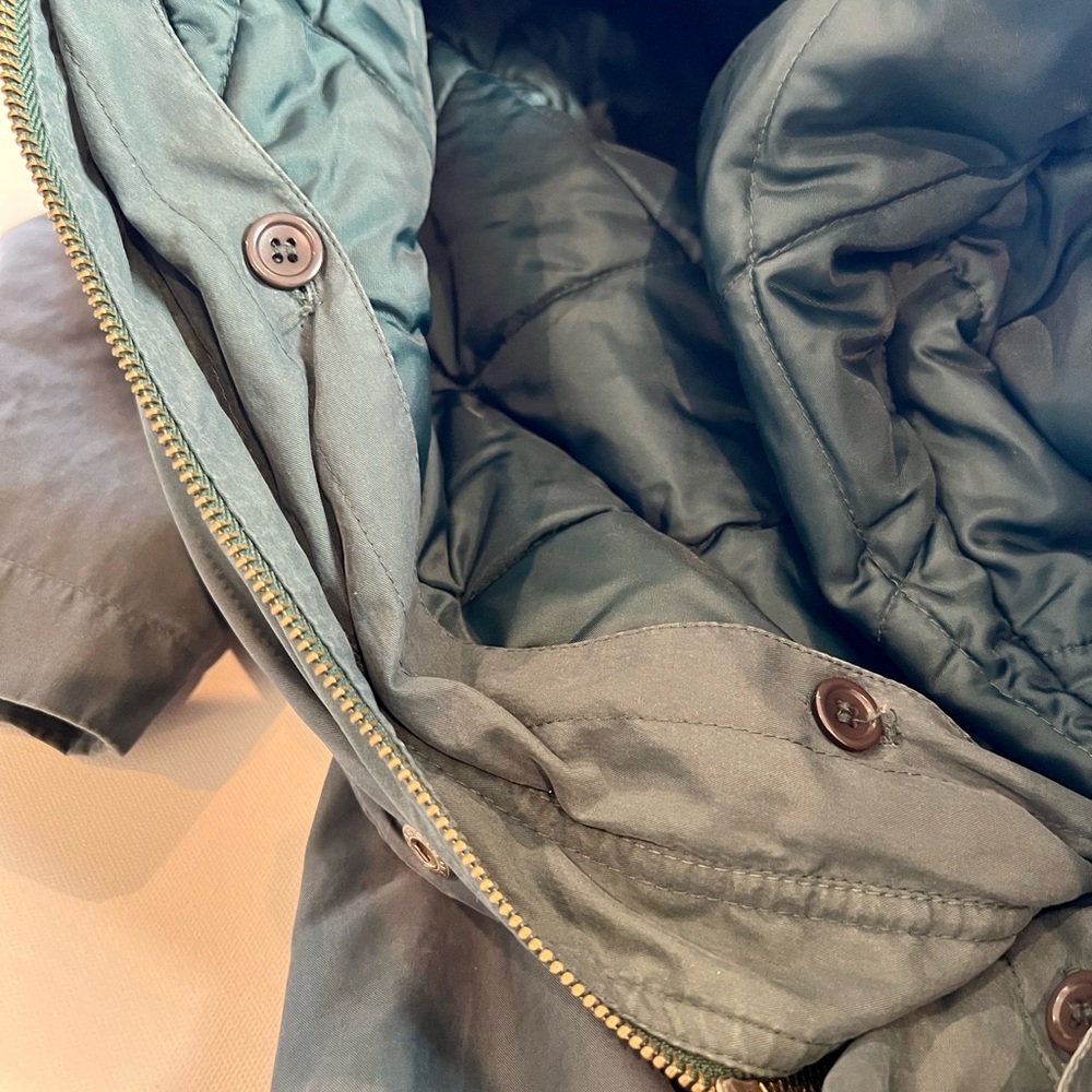London Fog Vintage Green Coat Puffer Pockets Women’s Small Dark Sage - Picture 12 of 15